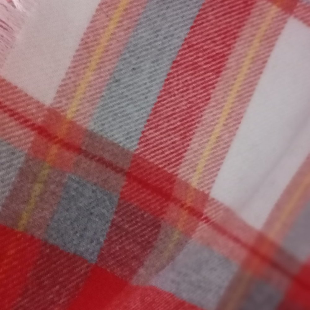 Plaid Throw Large Size L66" X W 53" Cream/Orange/Pale Grey/Yellow - Picture 8 of 8